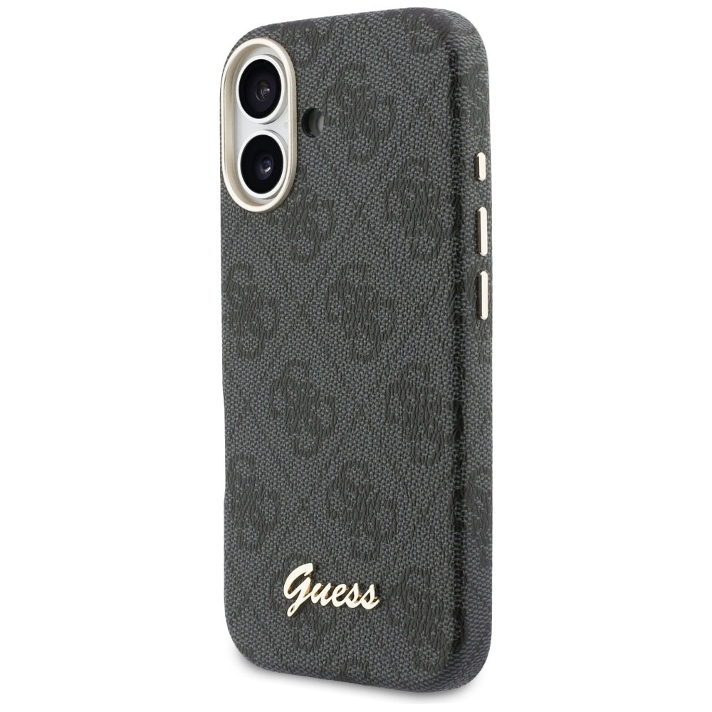 Pouzdro MagSafe pro Apple iPhone 17, Guess, 4G Script Logo, Černá