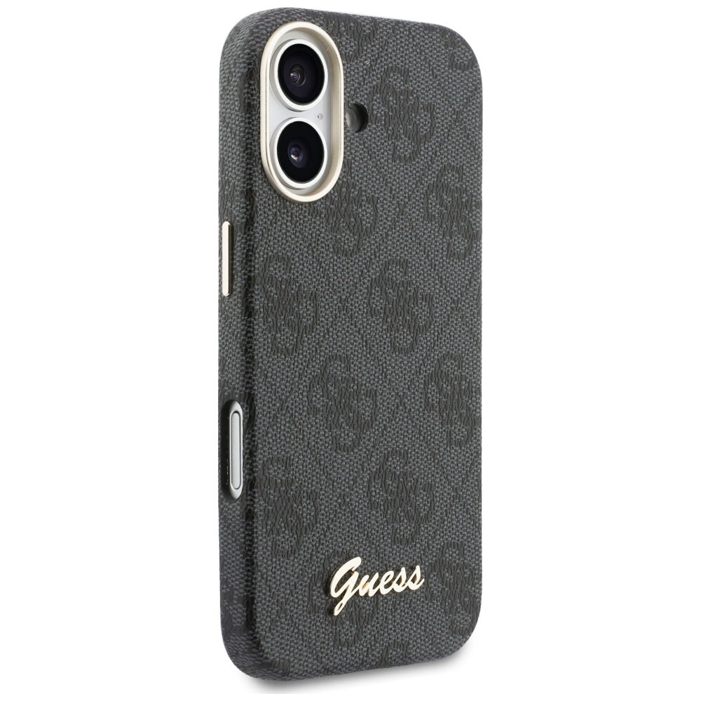Pouzdro MagSafe pro Apple iPhone 17, Guess, 4G Script Logo, Černá