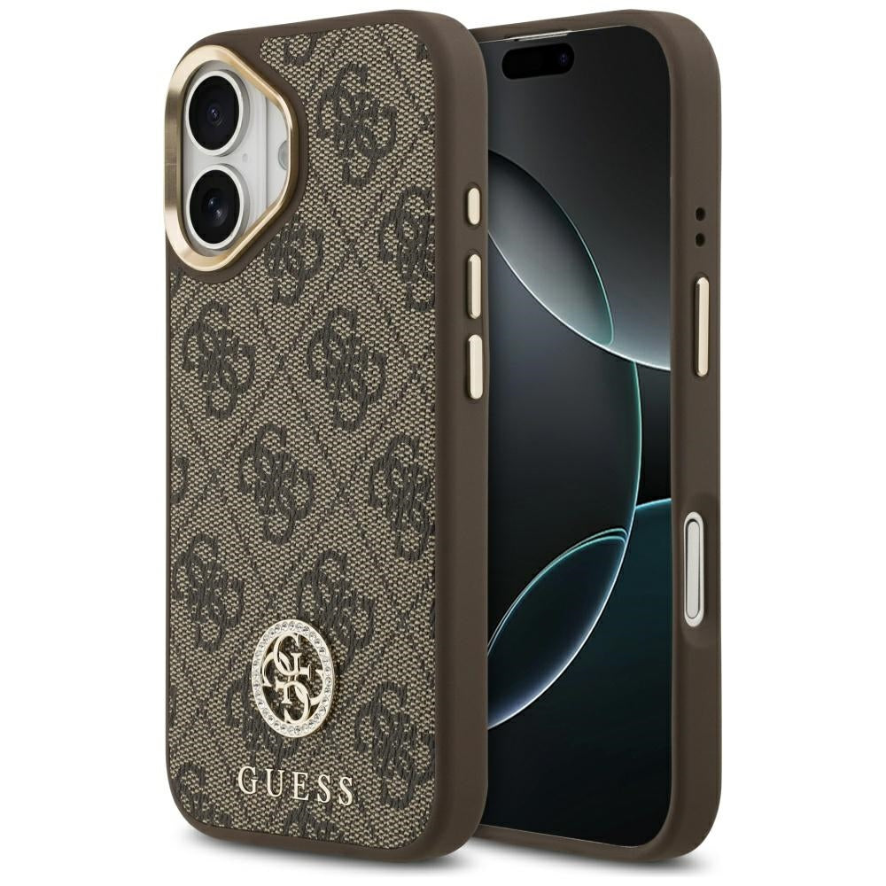 MagSafe Case for Apple iPhone 17, Guess, 4G Strass Logo, Brown