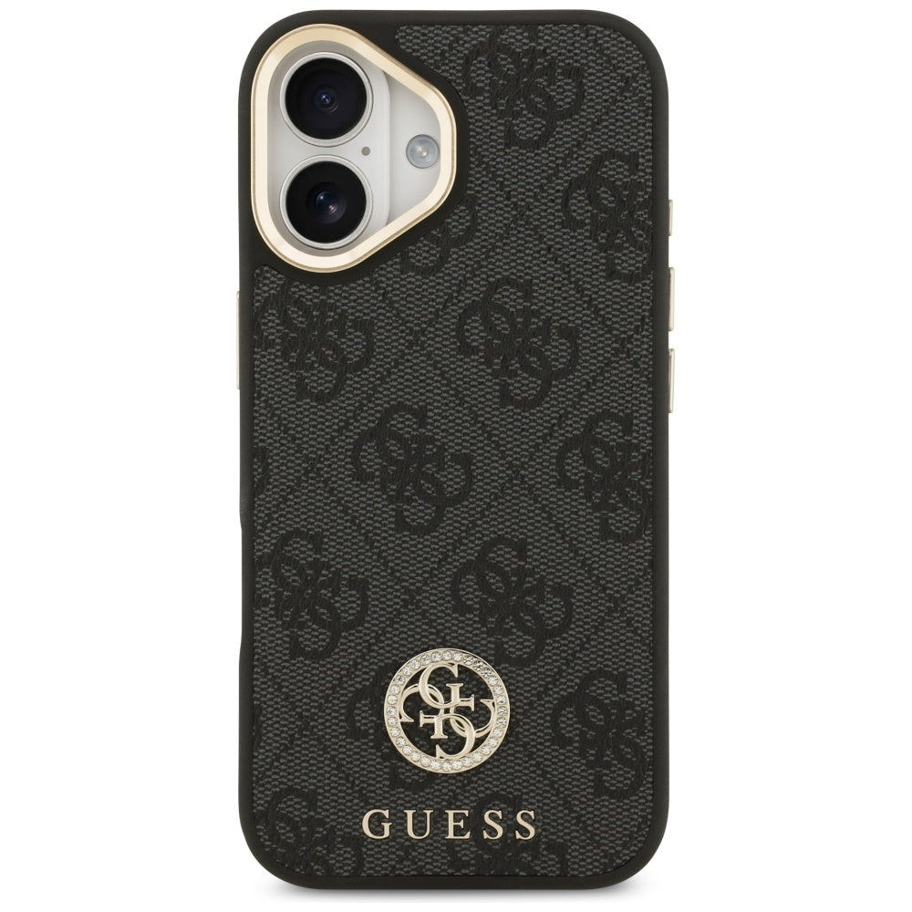 Pouzdro MagSafe pro Apple iPhone 17, Guess, 4G Strass Logo, Černá