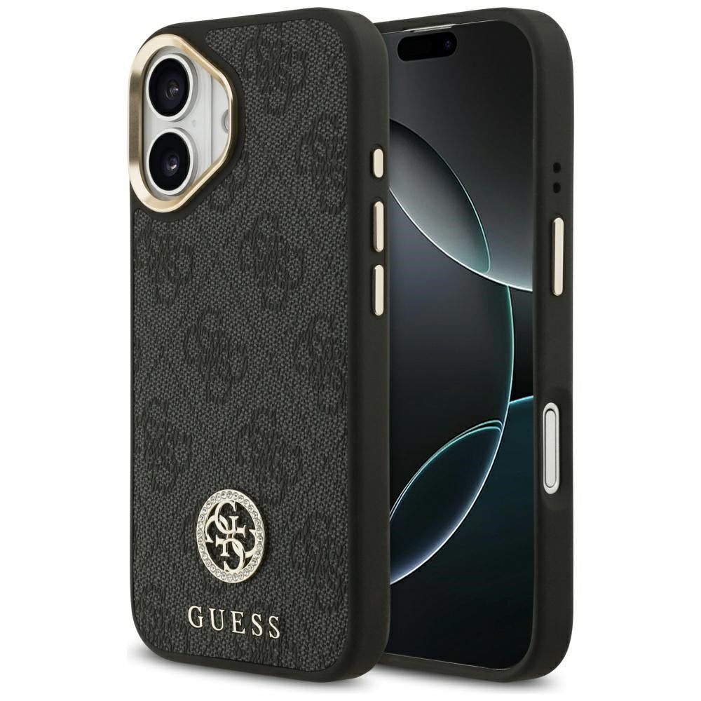 Pouzdro MagSafe pro Apple iPhone 17, Guess, 4G Strass Logo, Černá