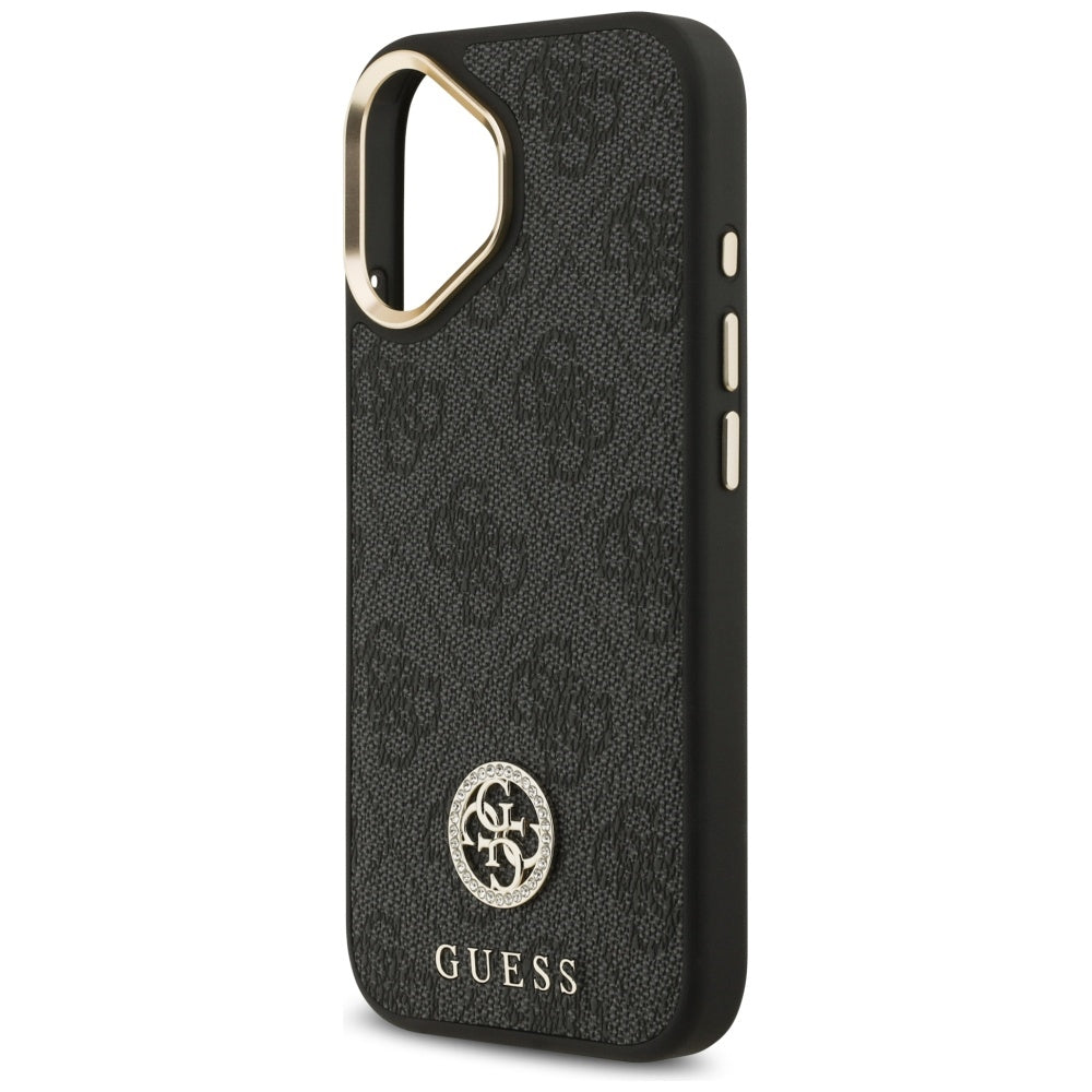 Pouzdro MagSafe pro Apple iPhone 17, Guess, 4G Strass Logo, Černá