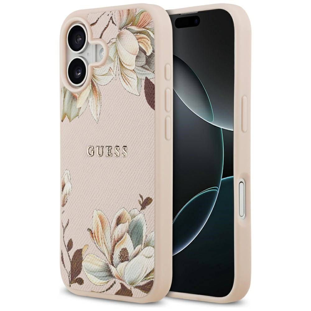 Pouzdro MagSafe pro Apple iPhone 17, Guess, Grained Flowers, Růžové