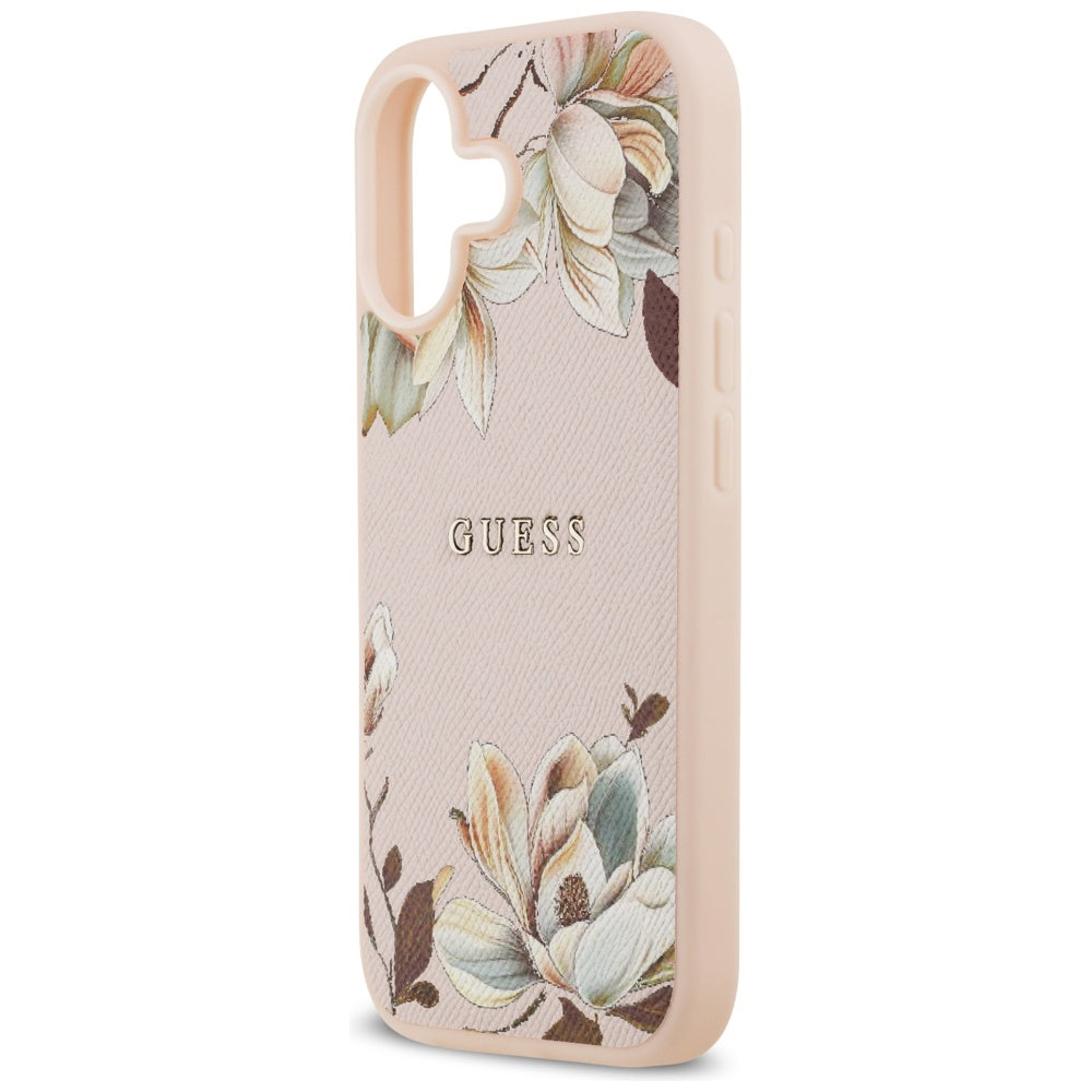 Pouzdro MagSafe pro Apple iPhone 17, Guess, Grained Flowers, Růžové