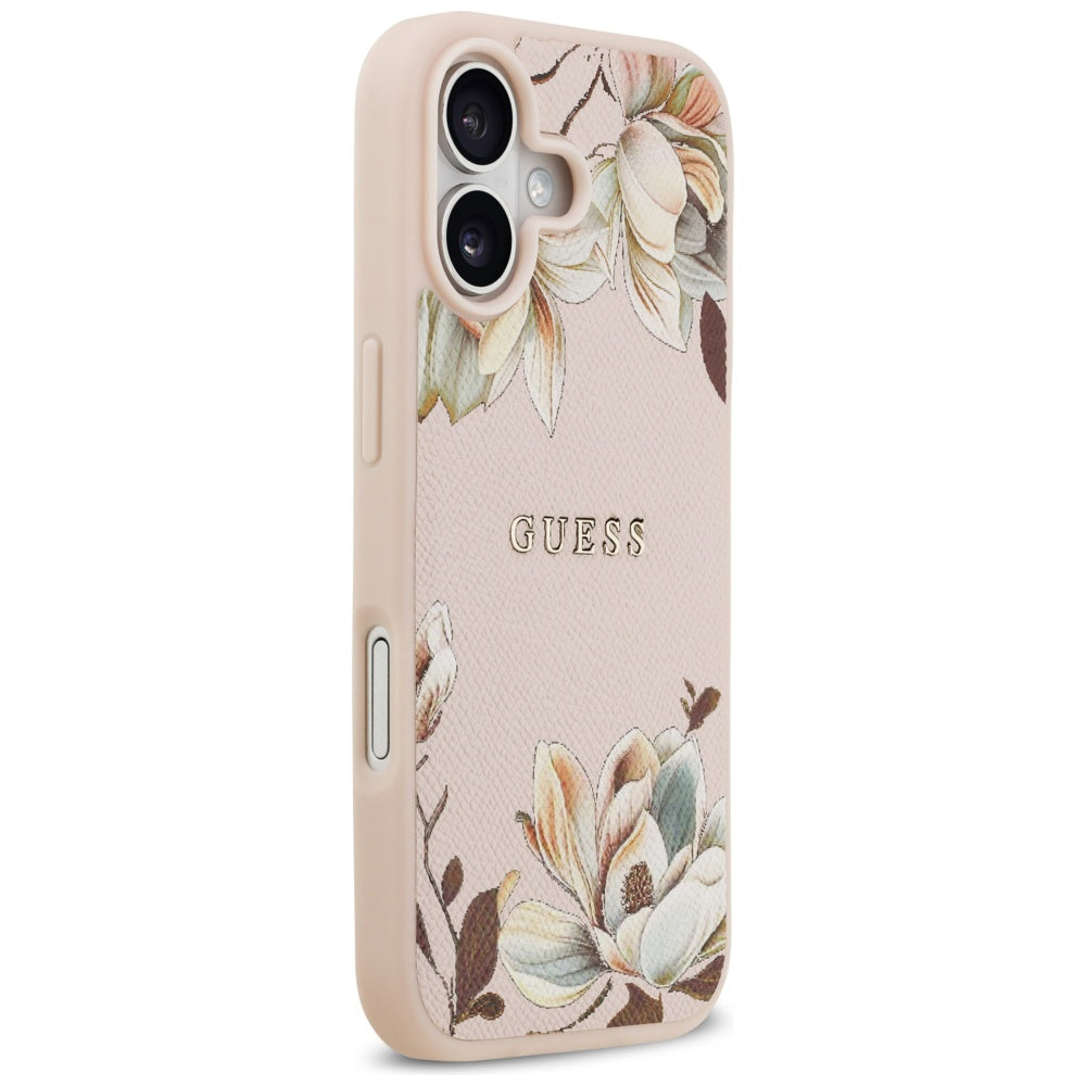 Pouzdro MagSafe pro Apple iPhone 17, Guess, Grained Flowers, Růžové