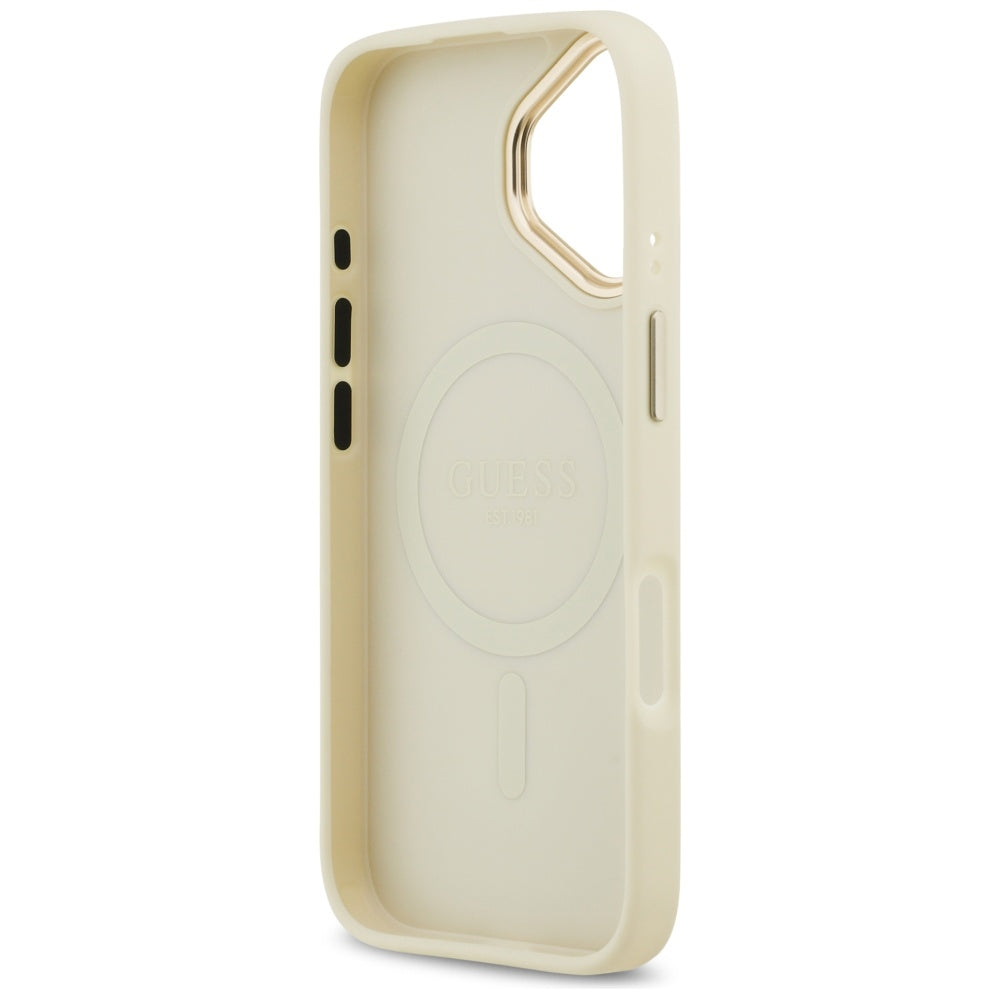 MagSafe Case for Apple iPhone 17, Guess, Grained Strass Logo, Beige
