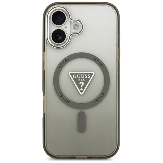 Pouzdro MagSafe pro Apple iPhone 17, Guess, IML Gradient Triangle Logo, Khaki Silver