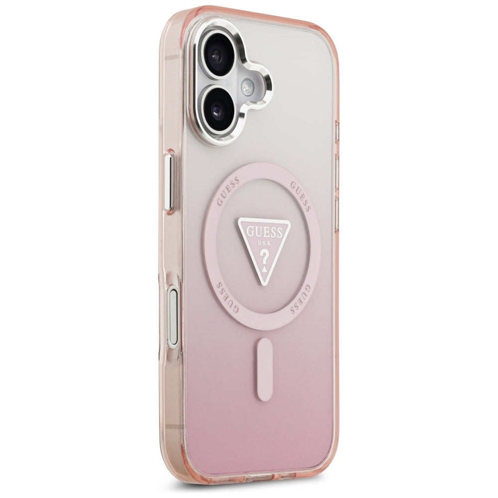 Pouzdro MagSafe pro Apple iPhone 17, Guess, IML Gradient Triangle Logo, Růžové