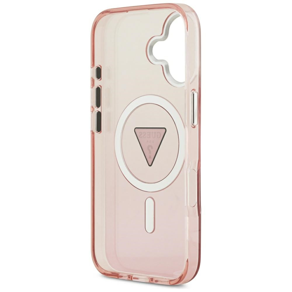 Pouzdro MagSafe pro Apple iPhone 17, Guess, IML Gradient Triangle Logo, Růžové