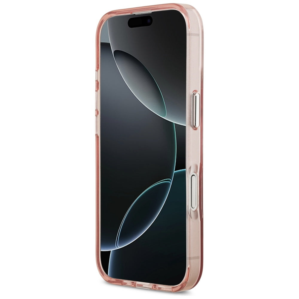Pouzdro MagSafe pro Apple iPhone 17, Guess, IML Gradient Triangle Logo, Růžové