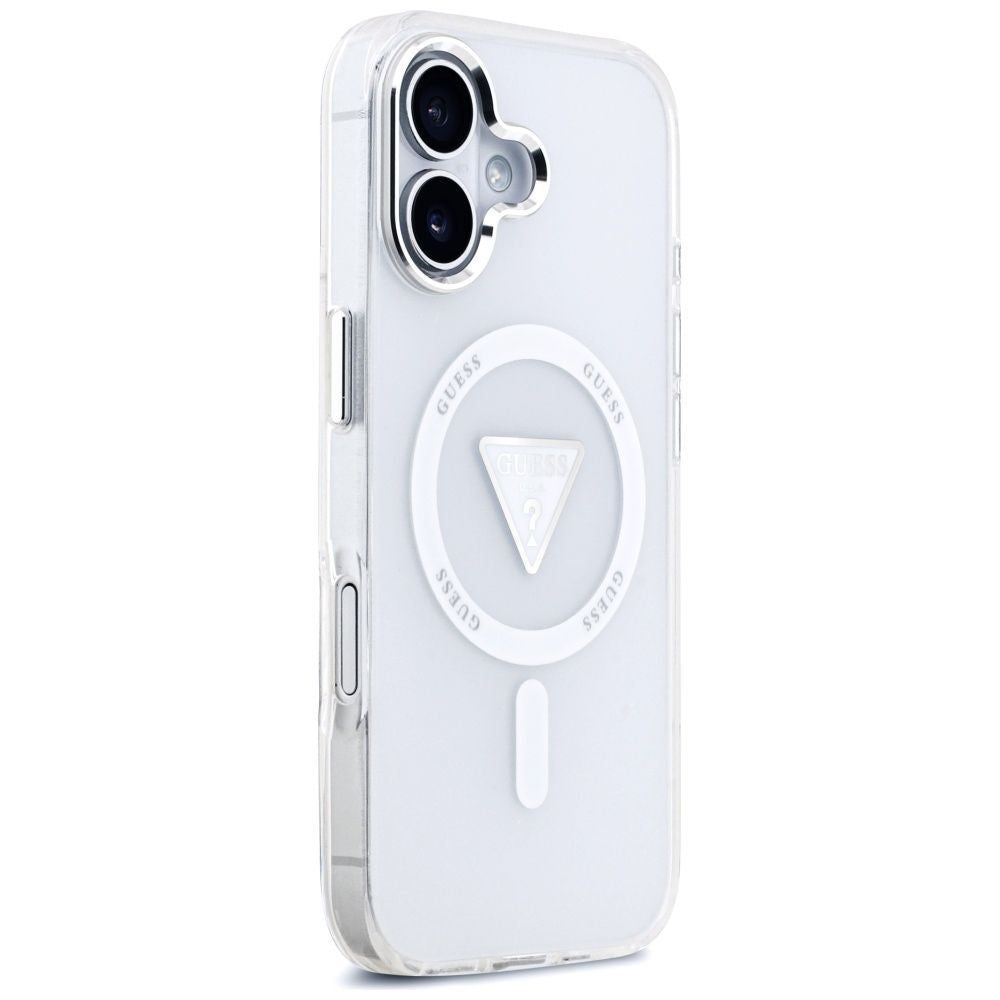 Pouzdro MagSafe pro Apple iPhone 17, Guess, IML Gradient Triangle Logo, Transparentní