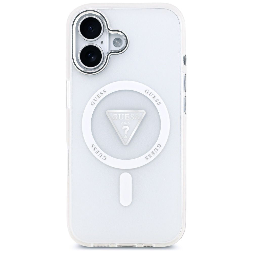Pouzdro MagSafe pro Apple iPhone 17, Guess, IML Gradient Triangle Logo, Transparentní