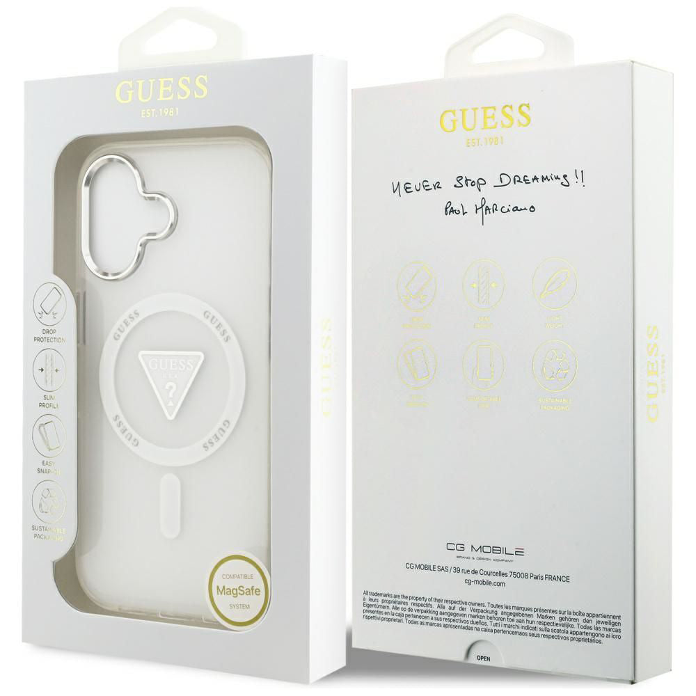 Pouzdro MagSafe pro Apple iPhone 17, Guess, IML Gradient Triangle Logo, Transparentní