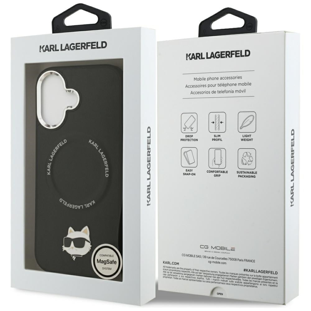 Pouzdro MagSafe pro Apple iPhone 17, Karl Lagerfeld, Choupette Pin, Černá