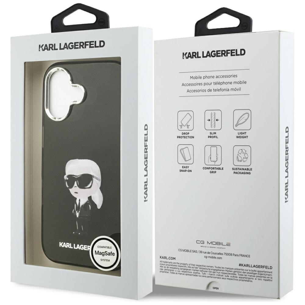 Pouzdro MagSafe pro Apple iPhone 17, Karl Lagerfeld, IML Aquarelle Karl Ikonik, Černá