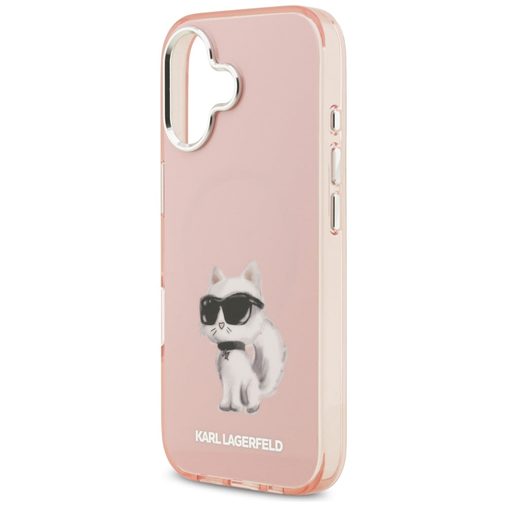 Pouzdro MagSafe pro Apple iPhone 17, Karl Lagerfeld, IML Aquarelle Logo Choupette, Růžové