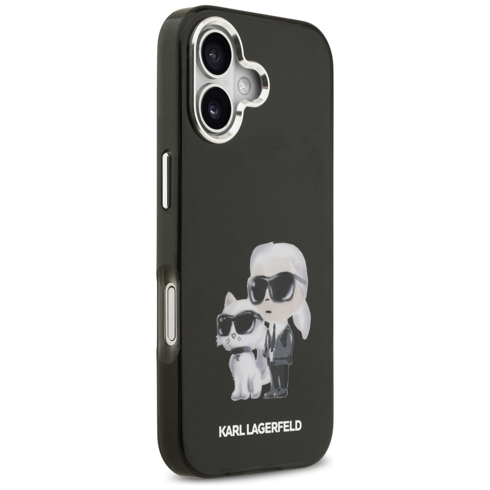 Pouzdro MagSafe pro Apple iPhone 17, Karl Lagerfeld, IML Aquarelle Logo Karl & Choupette, Černá
