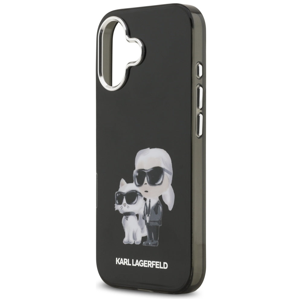 Pouzdro MagSafe pro Apple iPhone 17, Karl Lagerfeld, IML Aquarelle Logo Karl & Choupette, Černá