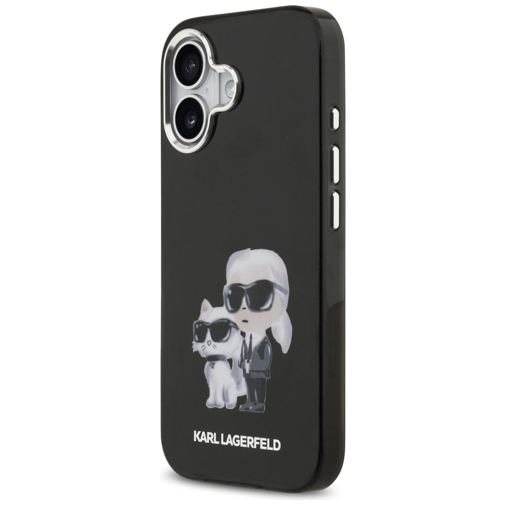 Pouzdro MagSafe pro Apple iPhone 17, Karl Lagerfeld, IML Aquarelle Logo Karl & Choupette, Černá