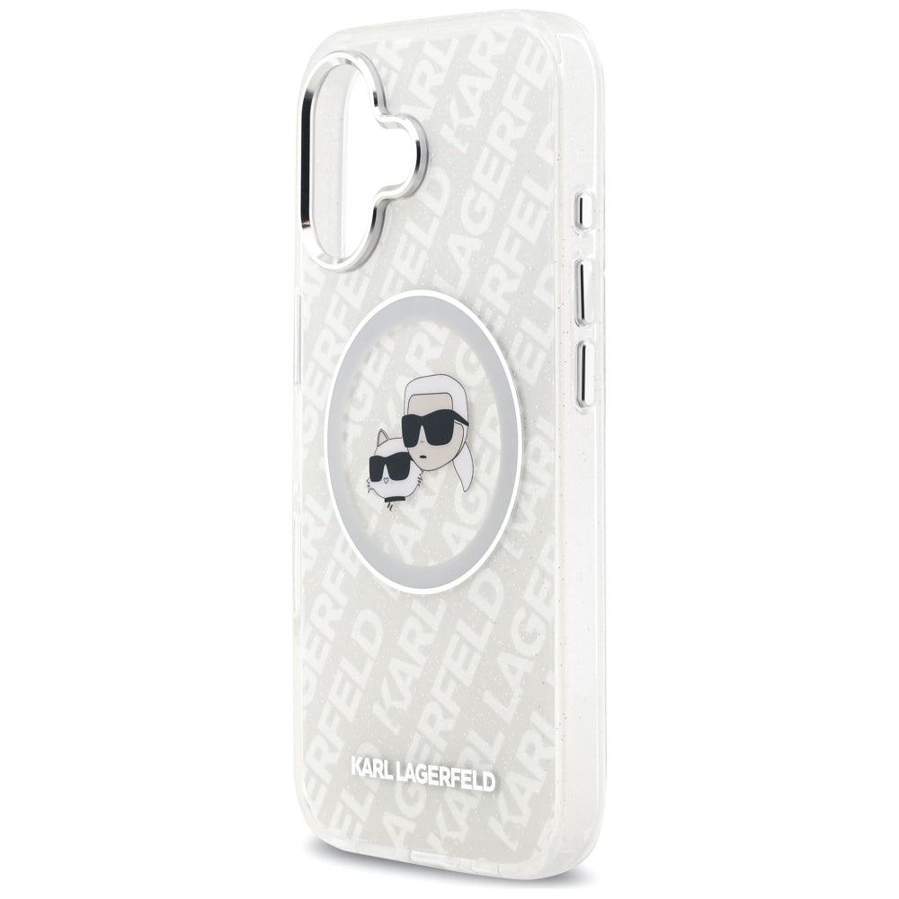 Pouzdro MagSafe pro Apple iPhone 17, Karl Lagerfeld, IML Glitter Karl & Choupette`s Heads, Šedé