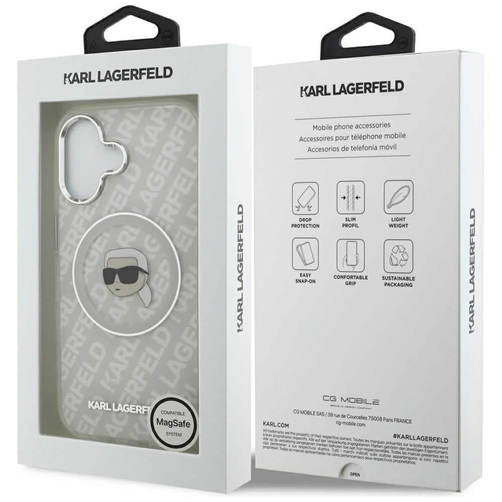 Pouzdro MagSafe pro Apple iPhone 17, Karl Lagerfeld, IML Karl`s Head, Šedá