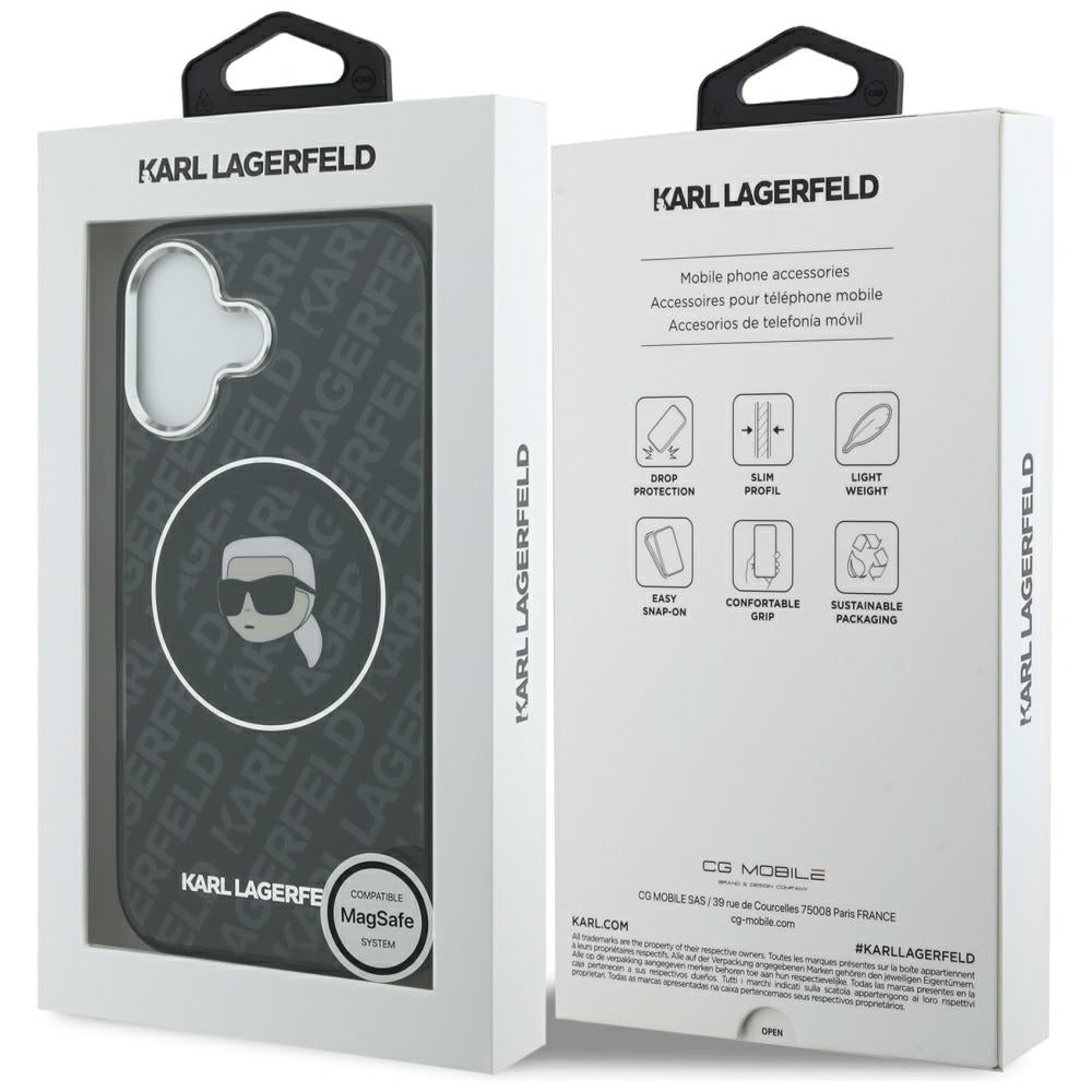 Pouzdro MagSafe pro Apple iPhone 17, Karl Lagerfeld, IML Karl`s Head, Černá