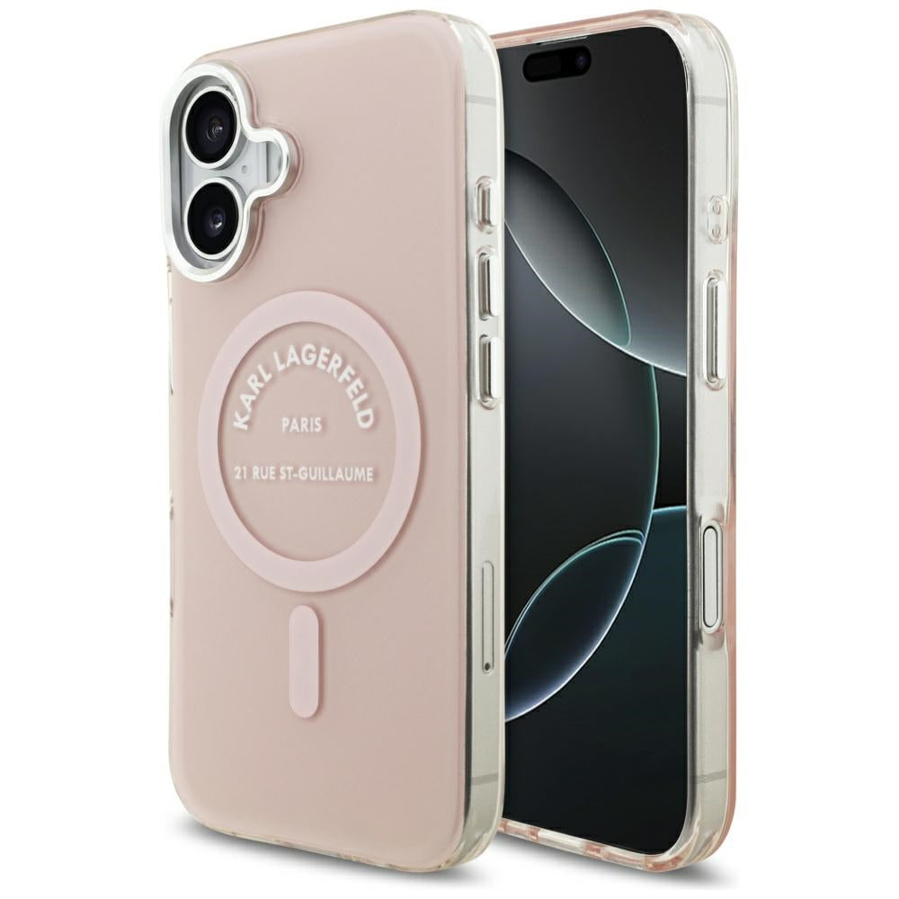 Pouzdro MagSafe pro Apple iPhone 17, Karl Lagerfeld, IML Logo RSG, Růžové