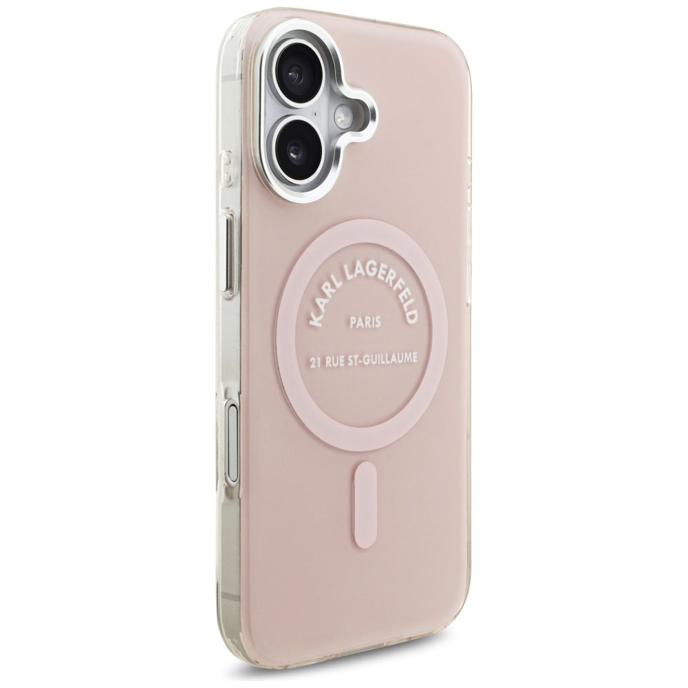 Pouzdro MagSafe pro Apple iPhone 17, Karl Lagerfeld, IML Logo RSG, Růžové