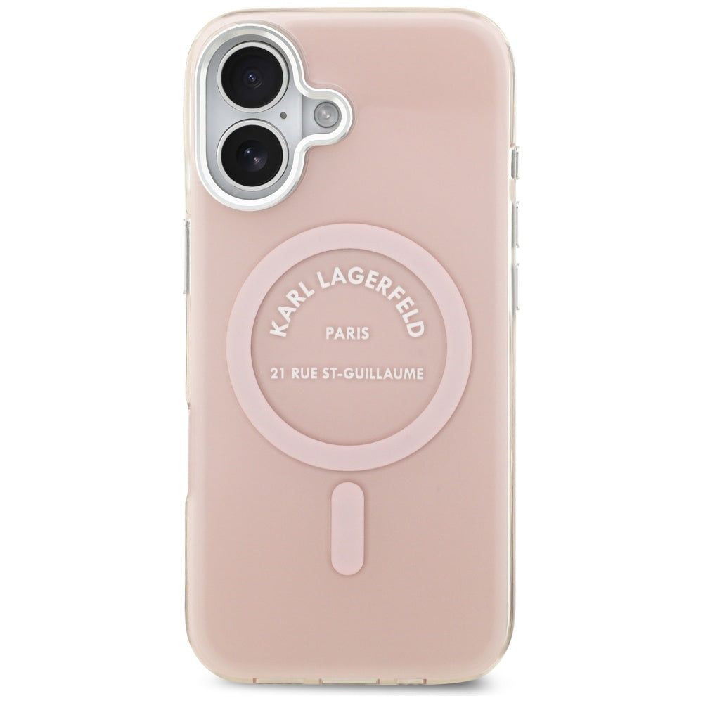 Pouzdro MagSafe pro Apple iPhone 17, Karl Lagerfeld, IML Logo RSG, Růžové