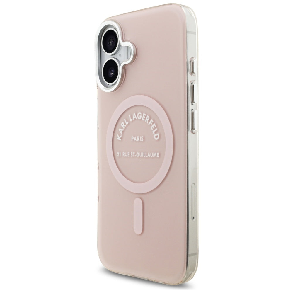 Pouzdro MagSafe pro Apple iPhone 17, Karl Lagerfeld, IML Logo RSG, Růžové