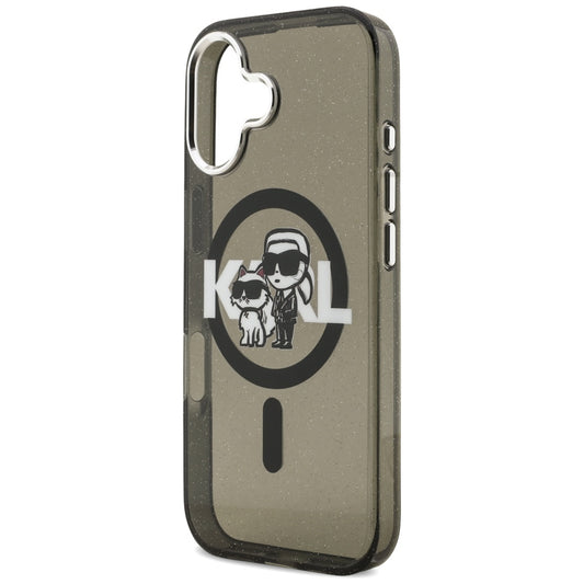 Pouzdro MagSafe pro Apple iPhone 17, Karl Lagerfeld, IML Sketch Logo Glitter Karl & Choupette, Černá