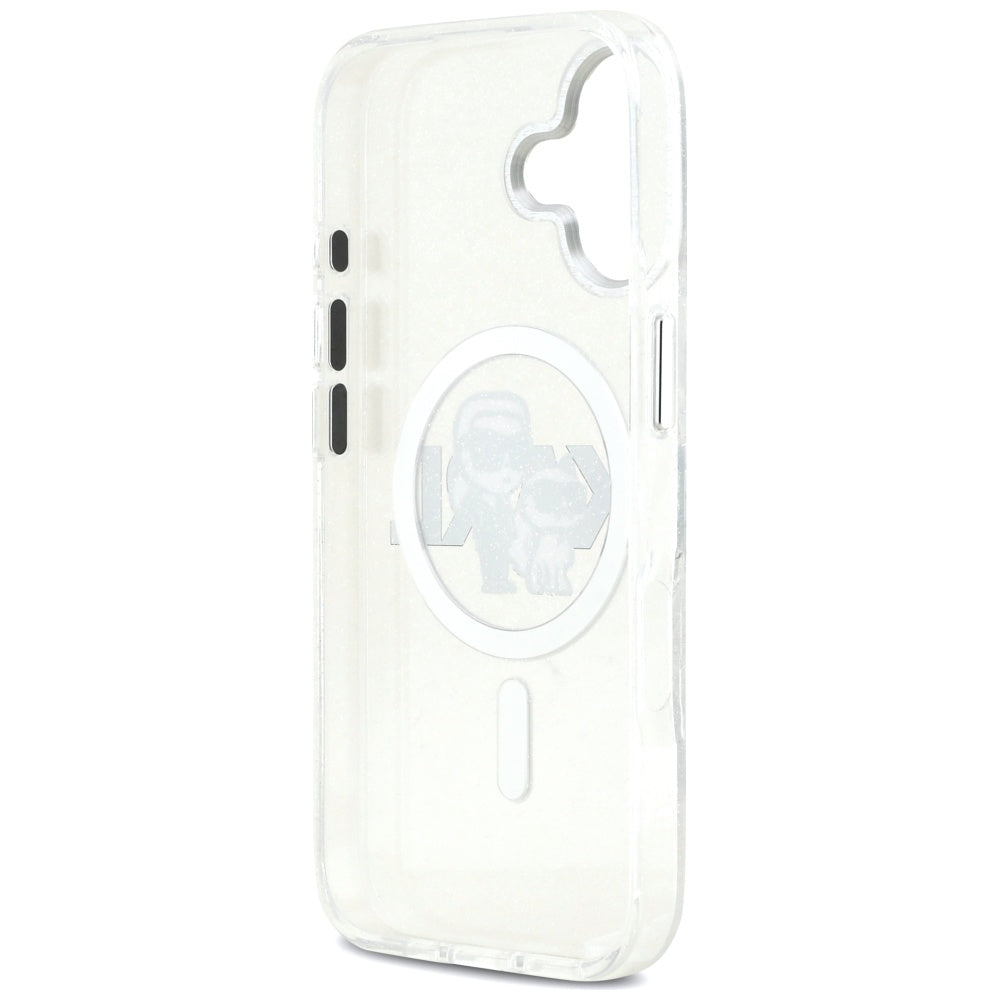 Pouzdro MagSafe pro Apple iPhone 17, Karl Lagerfeld, IML Sketch Logo Glitter Karl & Choupette, Průhledné