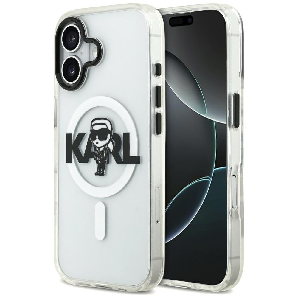 Pouzdro MagSafe pro Apple iPhone 17, Karl Lagerfeld, IML Sketch Logo Karl, Průhledné