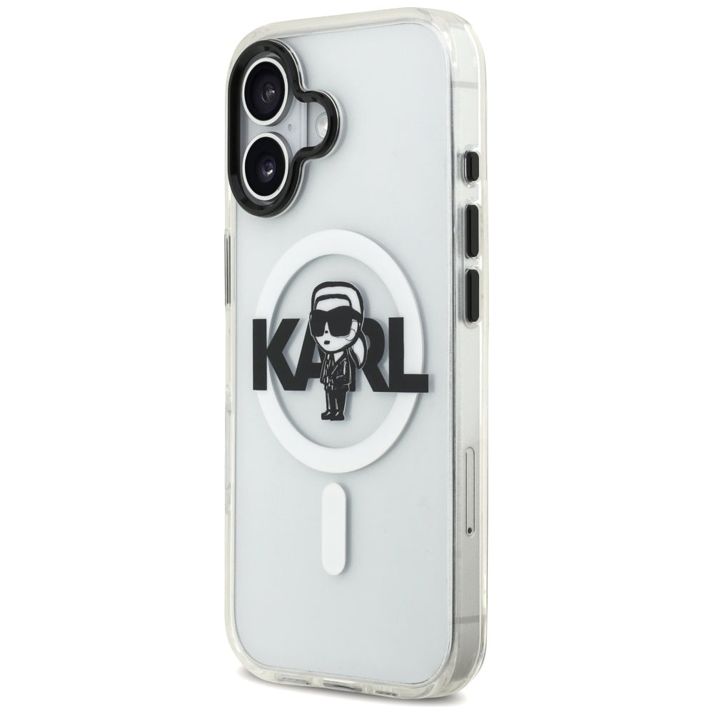 Pouzdro MagSafe pro Apple iPhone 17, Karl Lagerfeld, IML Sketch Logo Karl, Průhledné