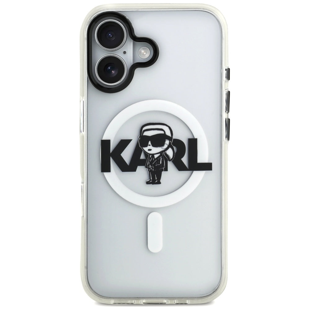 Pouzdro MagSafe pro Apple iPhone 17, Karl Lagerfeld, IML Sketch Logo Karl, Průhledné