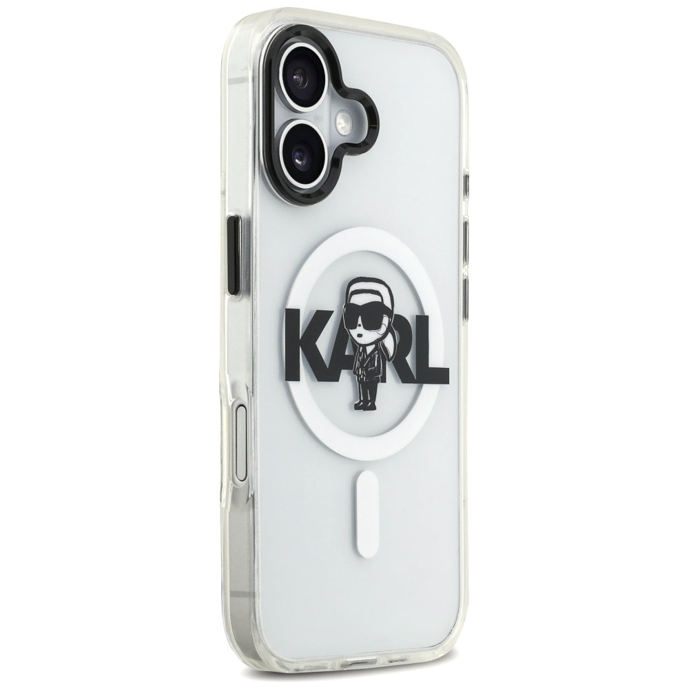 Pouzdro MagSafe pro Apple iPhone 17, Karl Lagerfeld, IML Sketch Logo Karl, Průhledné