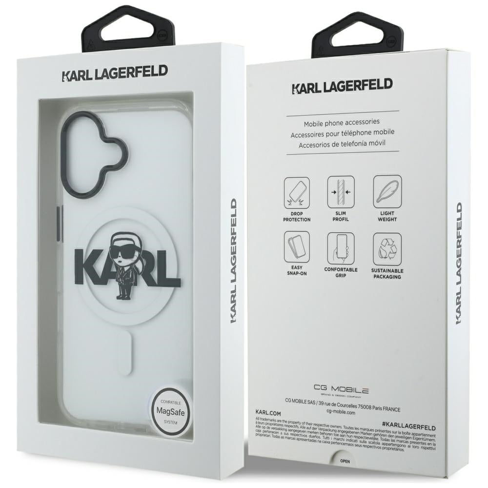 Pouzdro MagSafe pro Apple iPhone 17, Karl Lagerfeld, IML Sketch Logo Karl, Průhledné