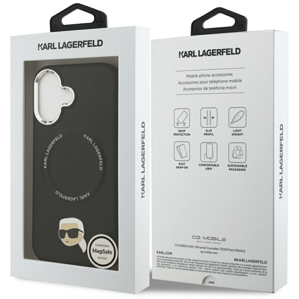 Pouzdro MagSafe pro Apple iPhone 17, Karl Lagerfeld, Karl Pin, Černá