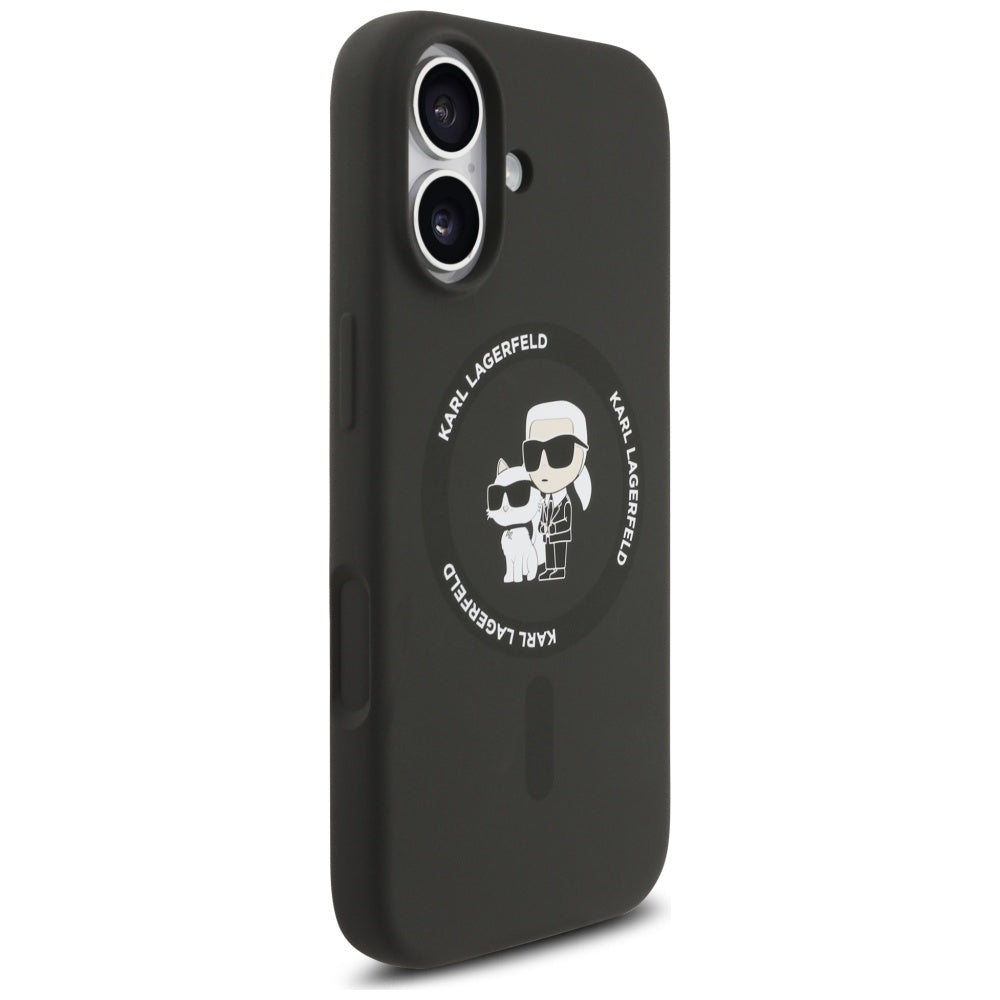 Pouzdro MagSafe pro Apple iPhone 17, Karl Lagerfeld, Ring Karl & Choupette, Černá