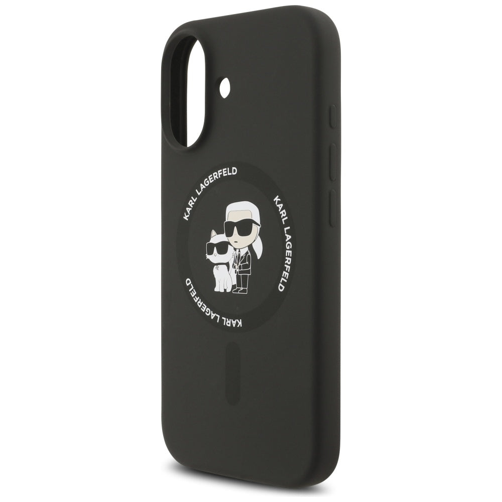 Pouzdro MagSafe pro Apple iPhone 17, Karl Lagerfeld, Ring Karl & Choupette, Černá
