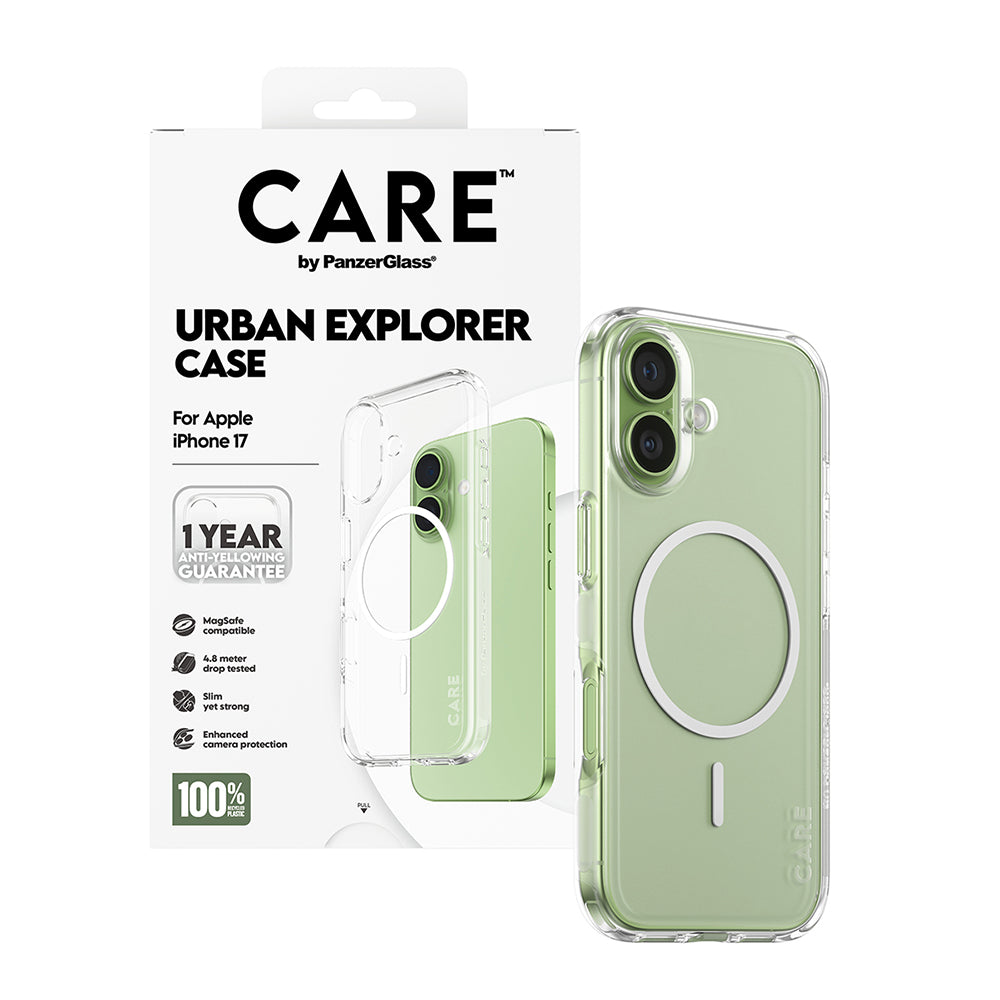 Pouzdro MagSafe pro Apple iPhone 17, PanzerGlass, Care Urban Explorer, Bílá Transparentní