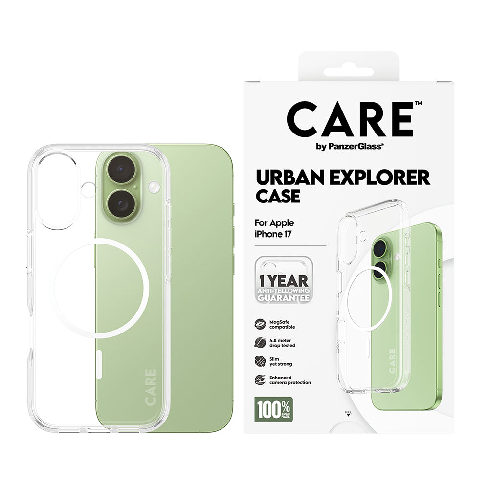 Pouzdro MagSafe pro Apple iPhone 17, PanzerGlass, Care Urban Explorer, Bílá Transparentní
