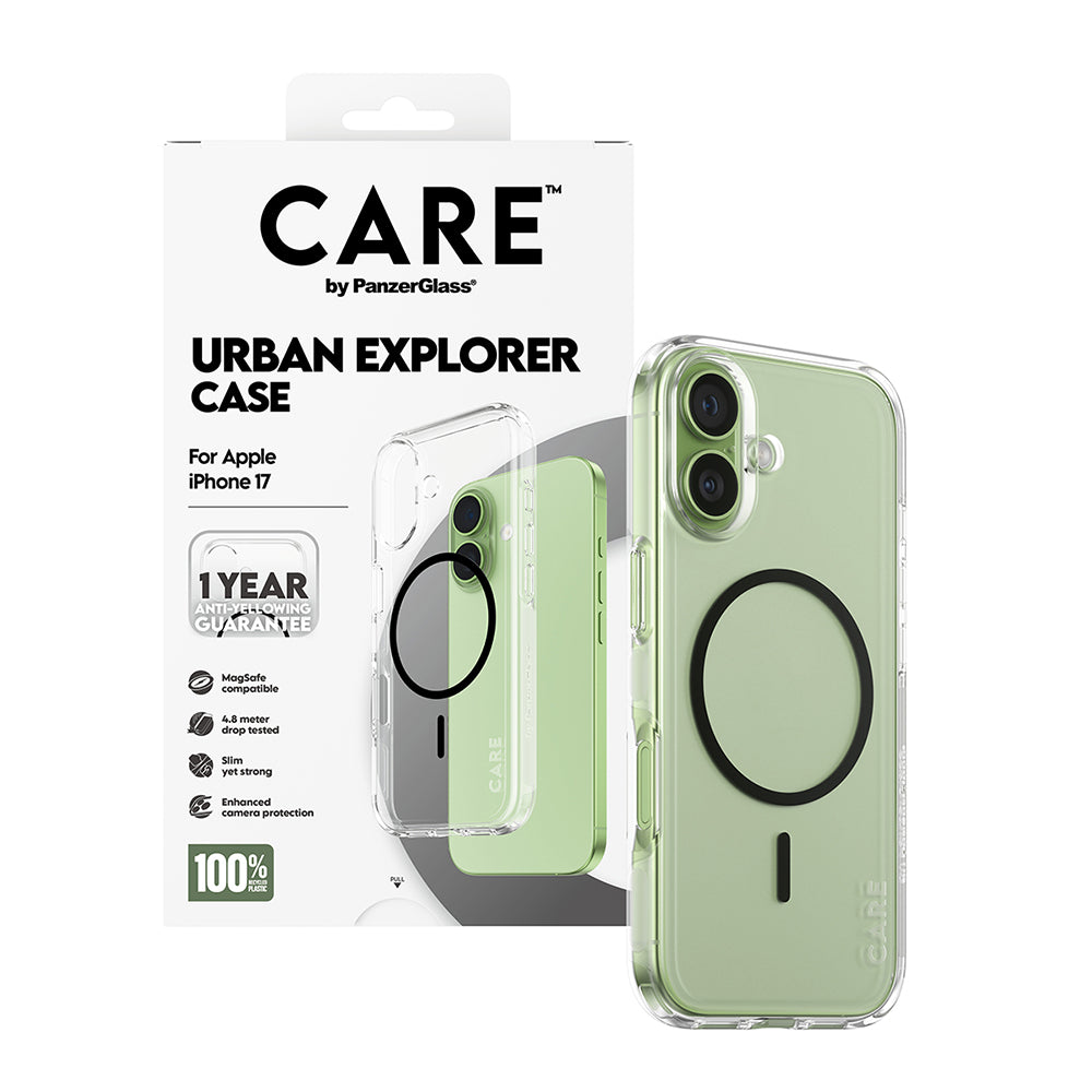 Pouzdro MagSafe pro Apple iPhone 17, PanzerGlass, Care Urban Explorer, Černá průhlednost