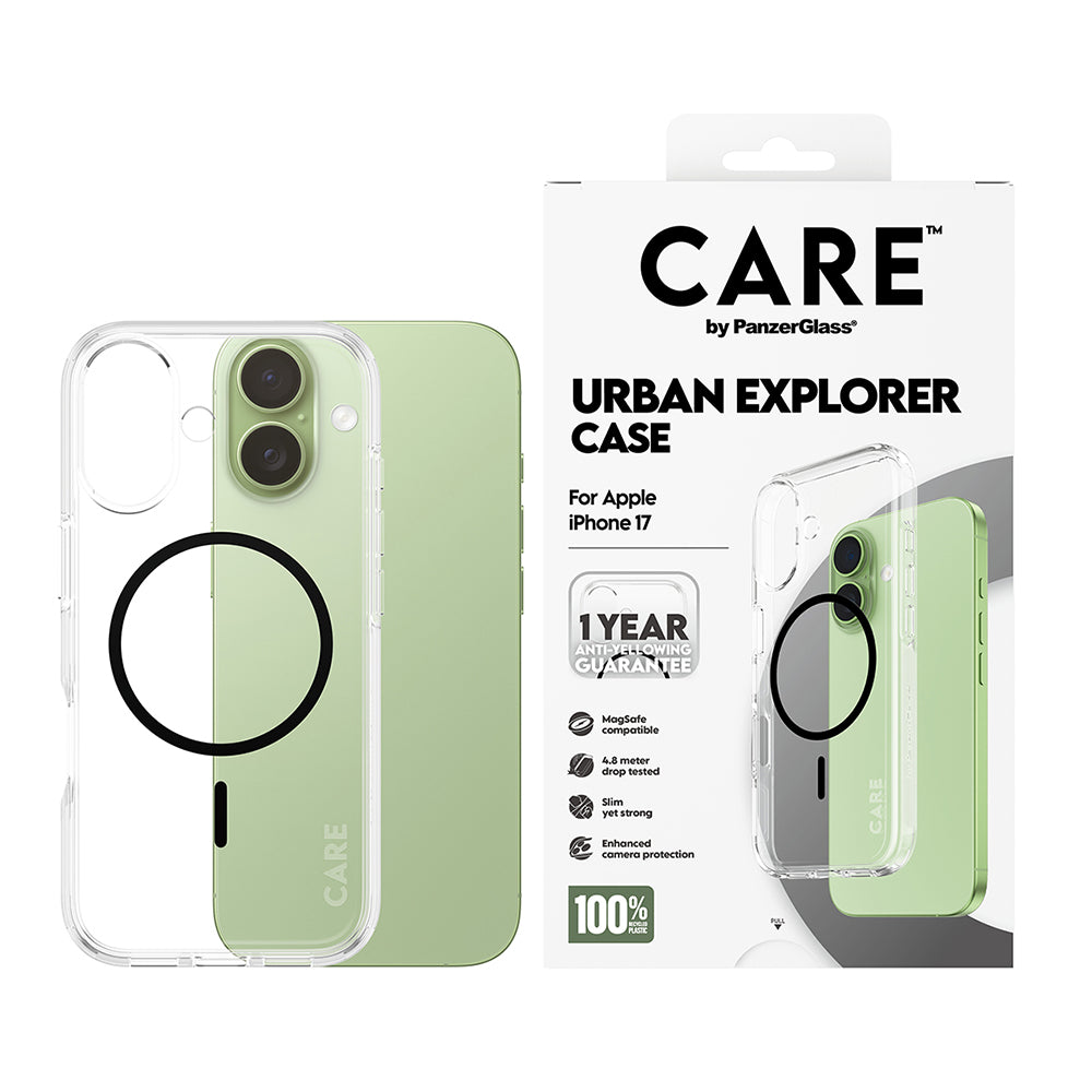 Pouzdro MagSafe pro Apple iPhone 17, PanzerGlass, Care Urban Explorer, Černá průhlednost