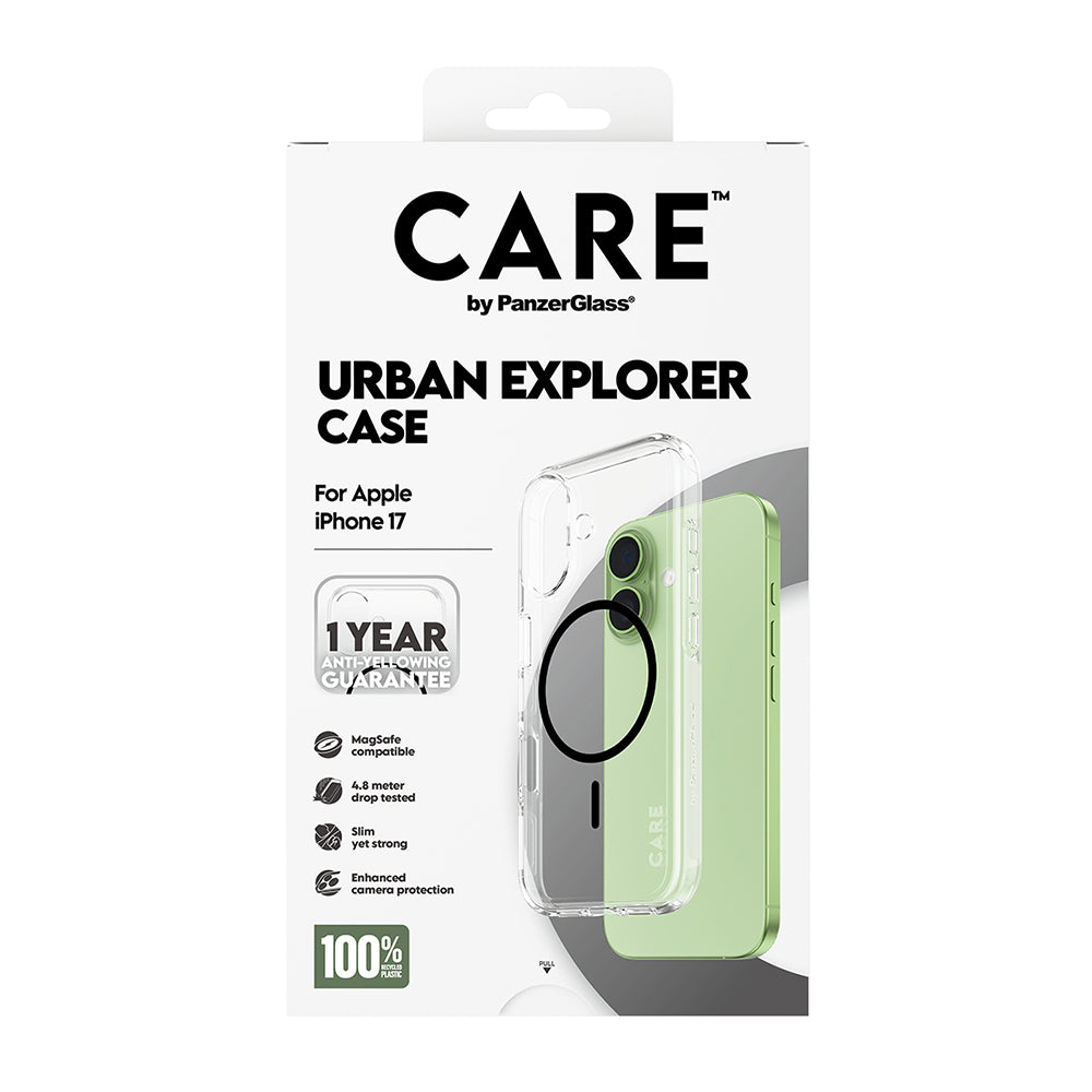 Pouzdro MagSafe pro Apple iPhone 17, PanzerGlass, Care Urban Explorer, Černá průhlednost