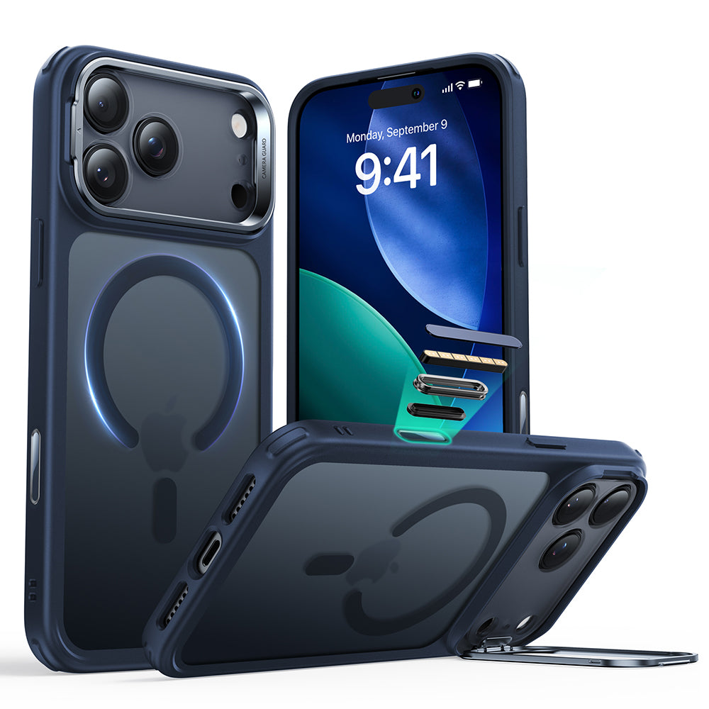 Pouzdro MagSafe pro Apple iPhone 17 Pro, ESR, Classic Hybrid Kickstand, Saténově modrá