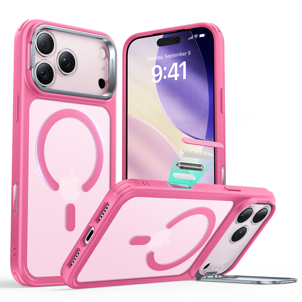 Pouzdro MagSafe pro Apple iPhone 17 Pro, ESR, Classic Hybrid Kickstand, Saténově růžové