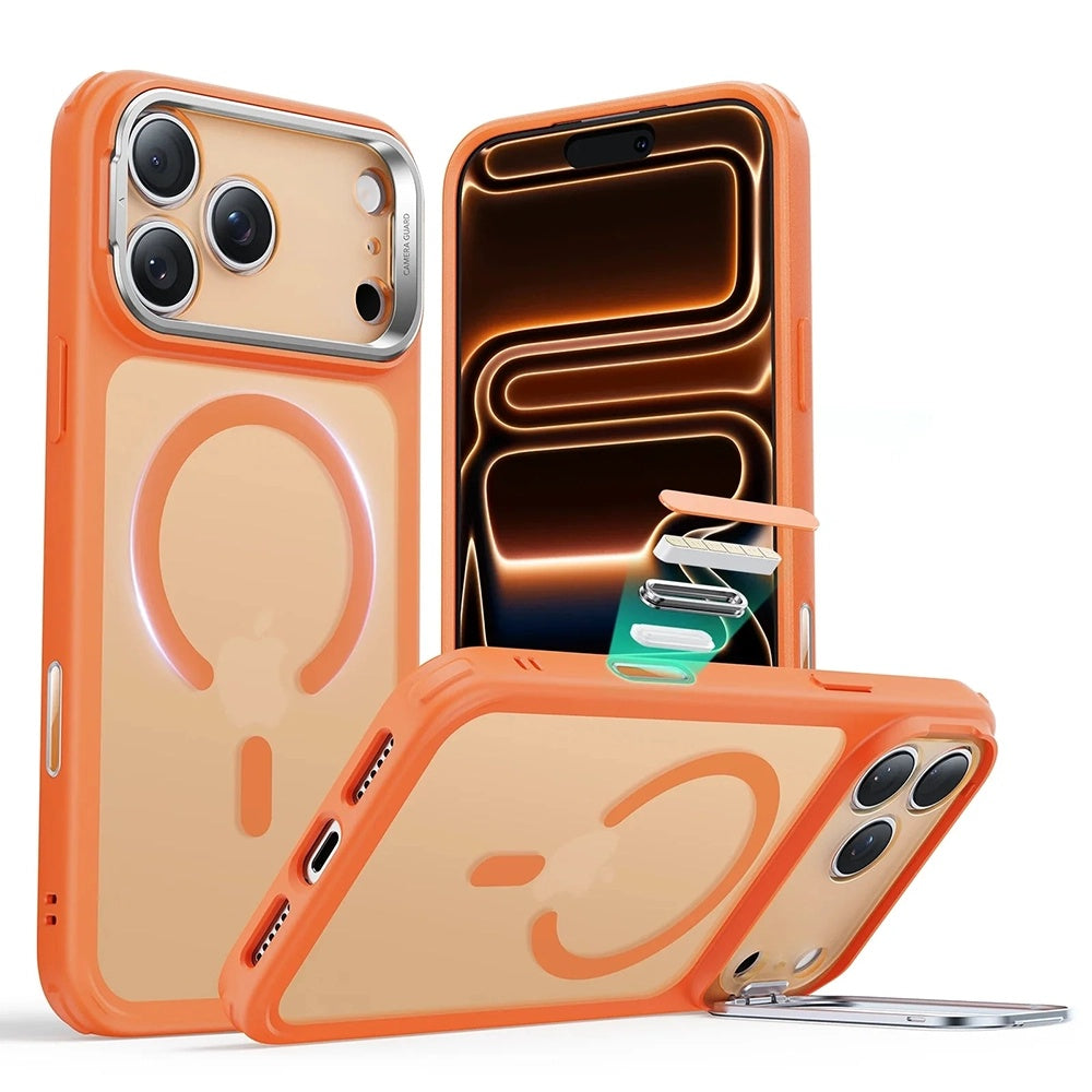 Pouzdro MagSafe pro Apple iPhone 17 Pro, ESR, Classic Hybrid Kickstand Slide, Saténově oranžová