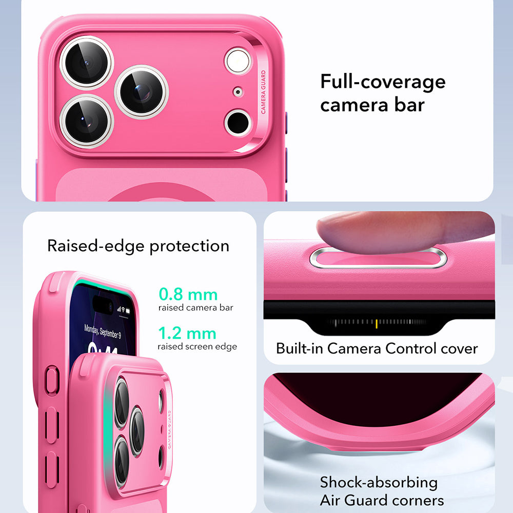 Pouzdro MagSafe pro Apple iPhone 17 Pro, ESR, Classic Hybrid, Saténově růžové