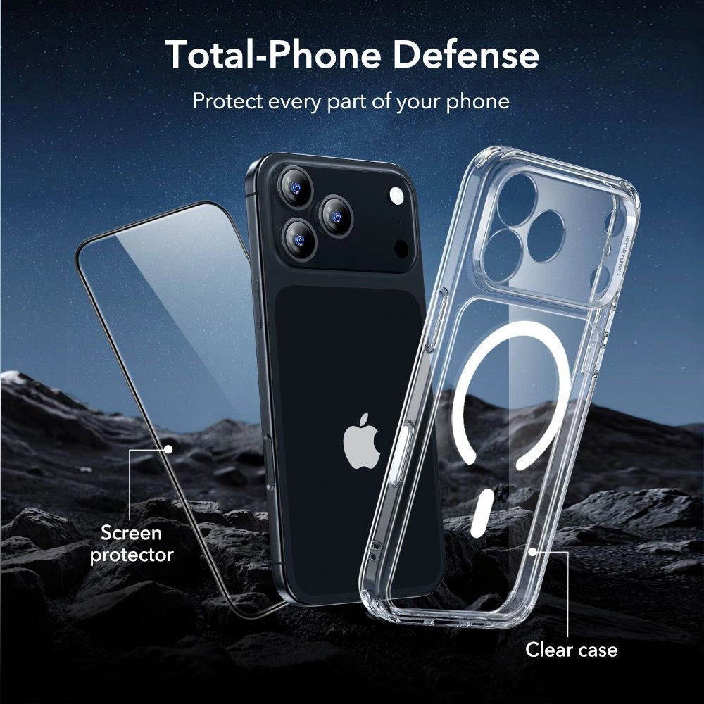Pouzdro MagSafe pro Apple iPhone 17 Pro, ESR, Classic Hybrid se Screen Protector, Transparentní